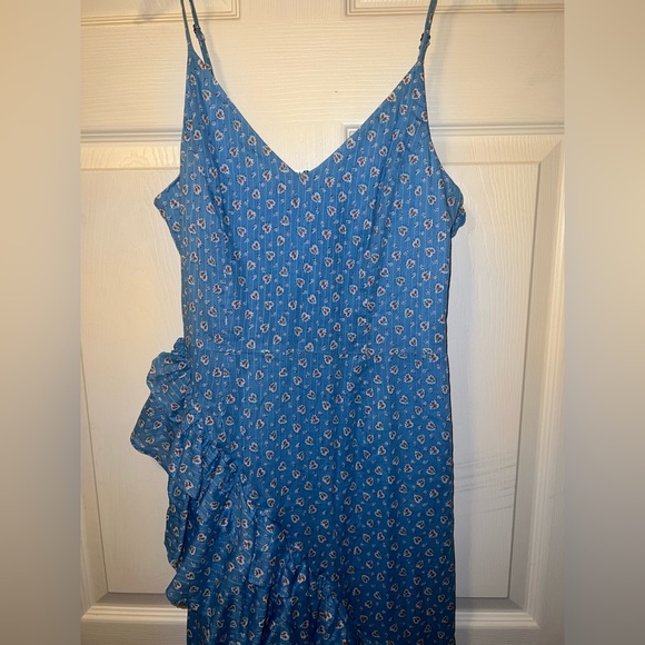 LoveShackFancy Maya Dress Ruffle Cotton Print Blue Size 4 - Picture 7 of 13